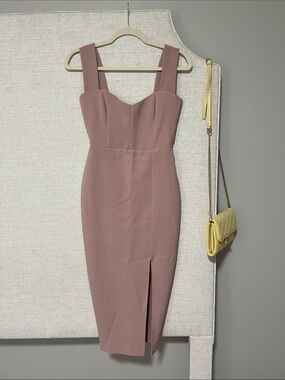 Nookie Blush Pink Midi Bodycon Dress with Side Slit